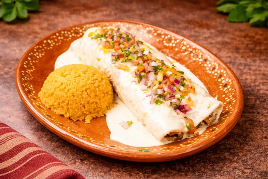 Mexican burrito in Fort Myers La Fondita with rice beans and meat