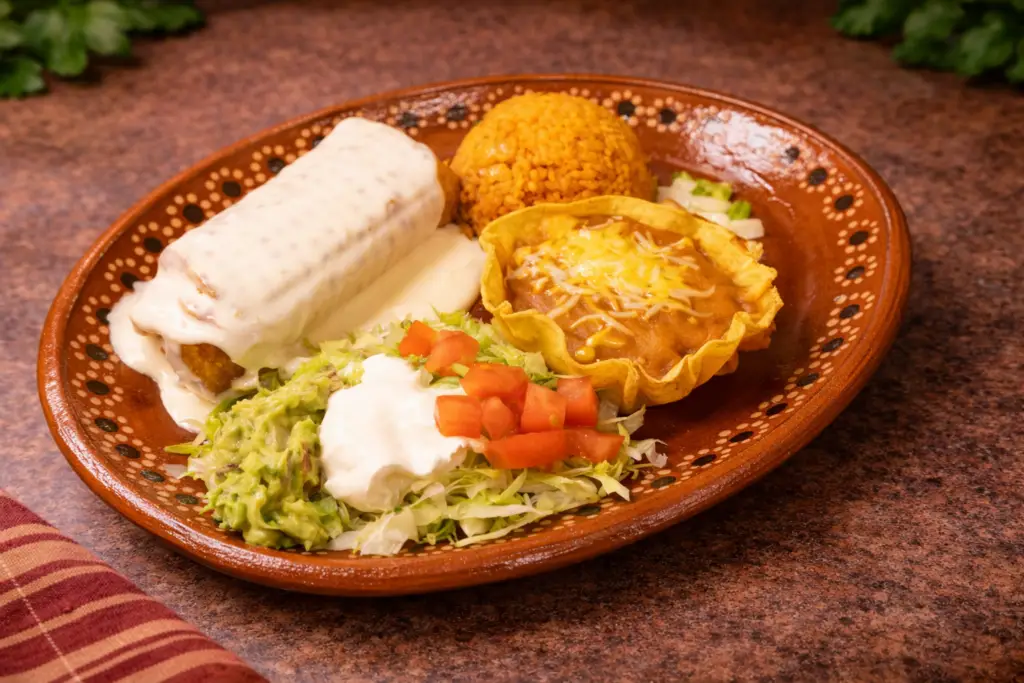 Chimichanga in Fort Myers La Fondita mexican restaurant fried burrito with toppings