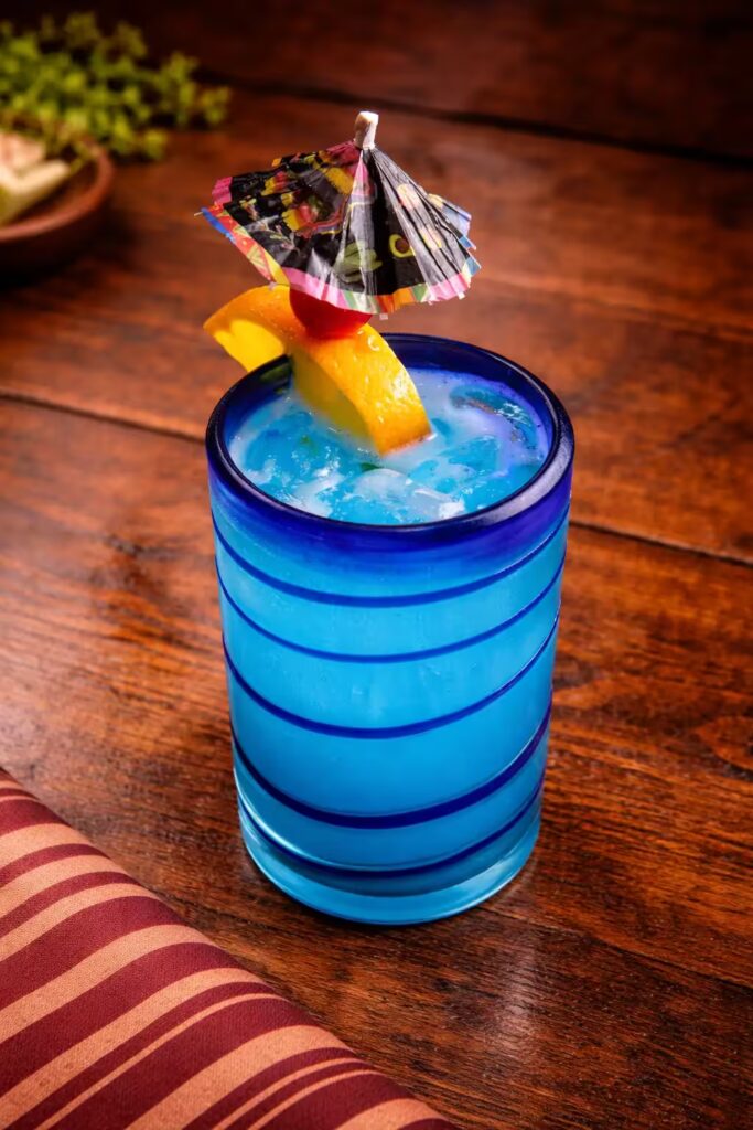 Blue margarita cocktail at La Fondita Fort Myers