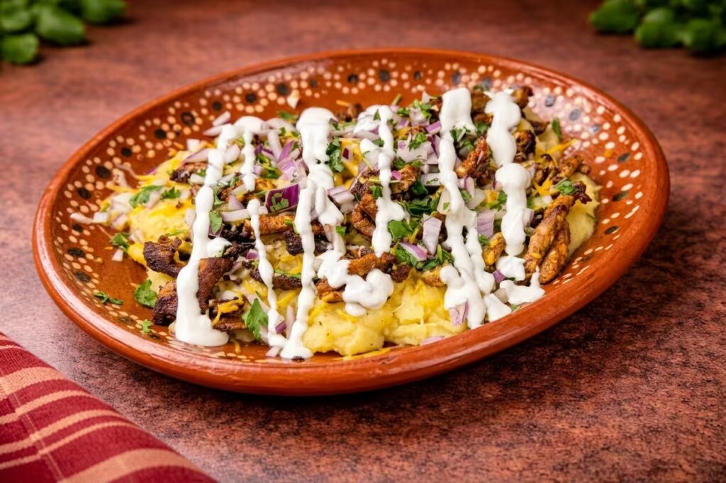Mexican dish with grilled meat, cheese, onions and crema at La Fondita Fort Myers